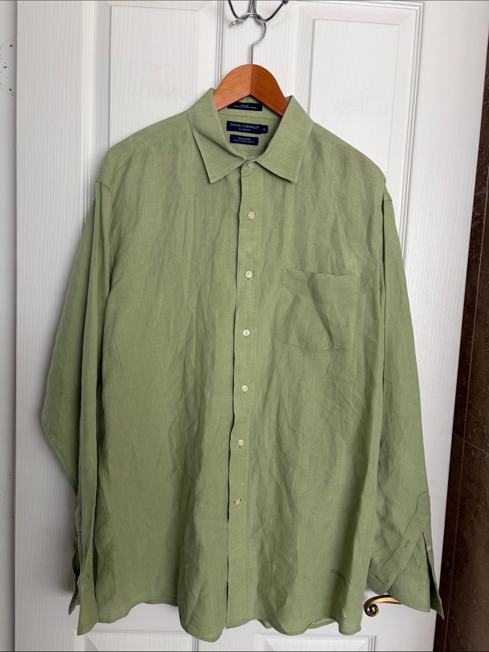 Daniel Cremieux Sage Green Casual Button-Down Italian linen Shirt